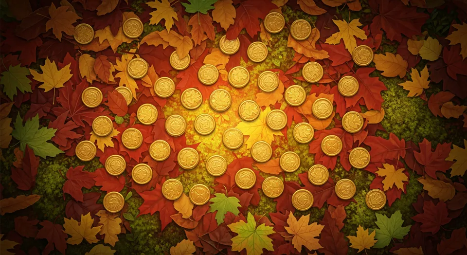 Forest Floor game — scratch card covered in autumn leaves