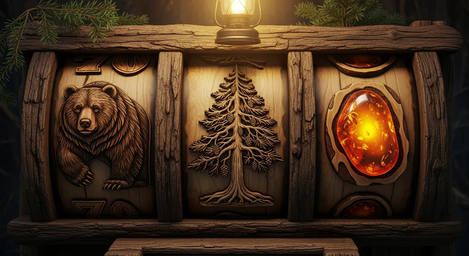 Timber Reels game — rustic wooden slot machine in a forest setting